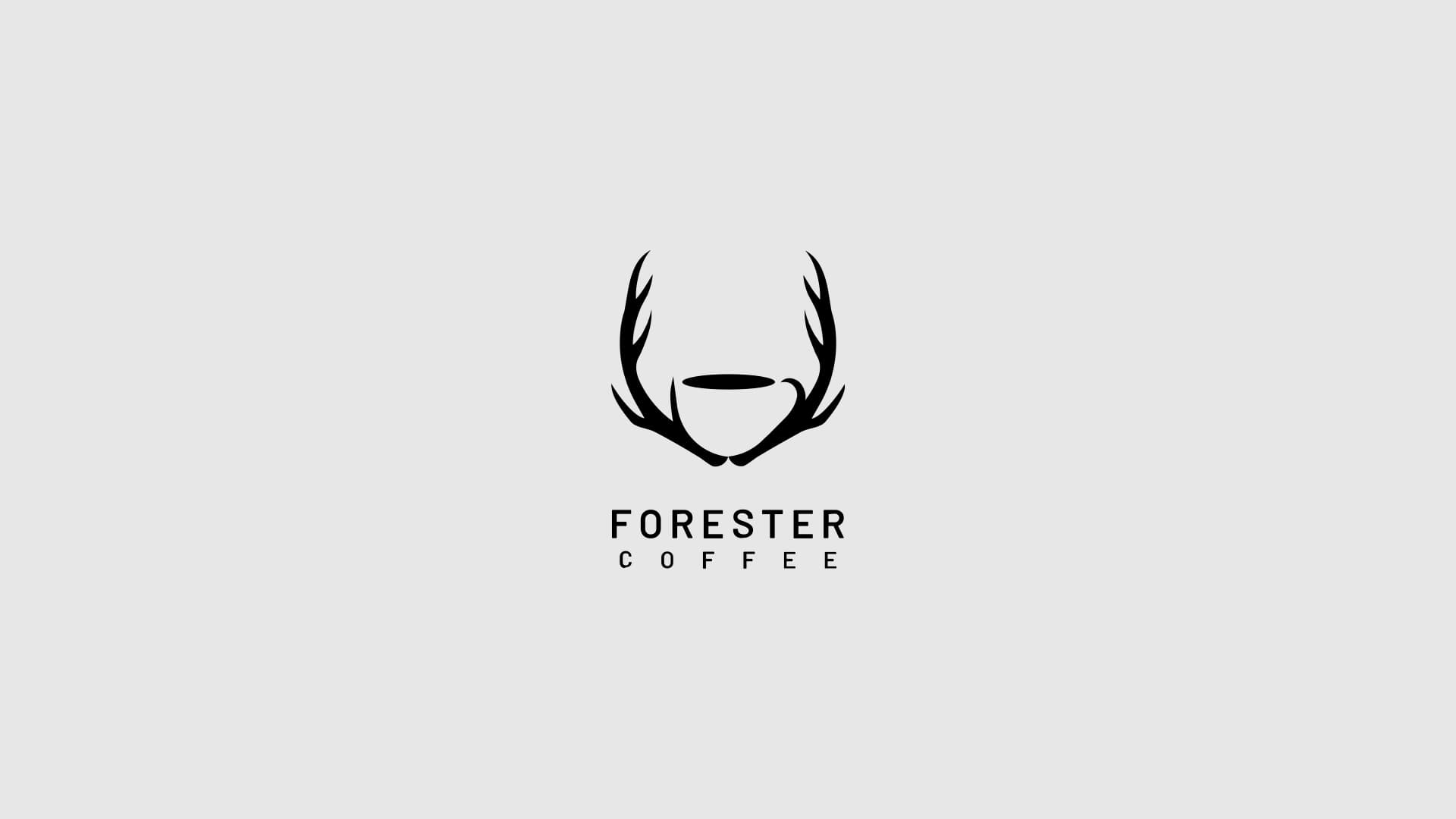 The Forester Coffee mark: antlers over a cup, with the wordmark
