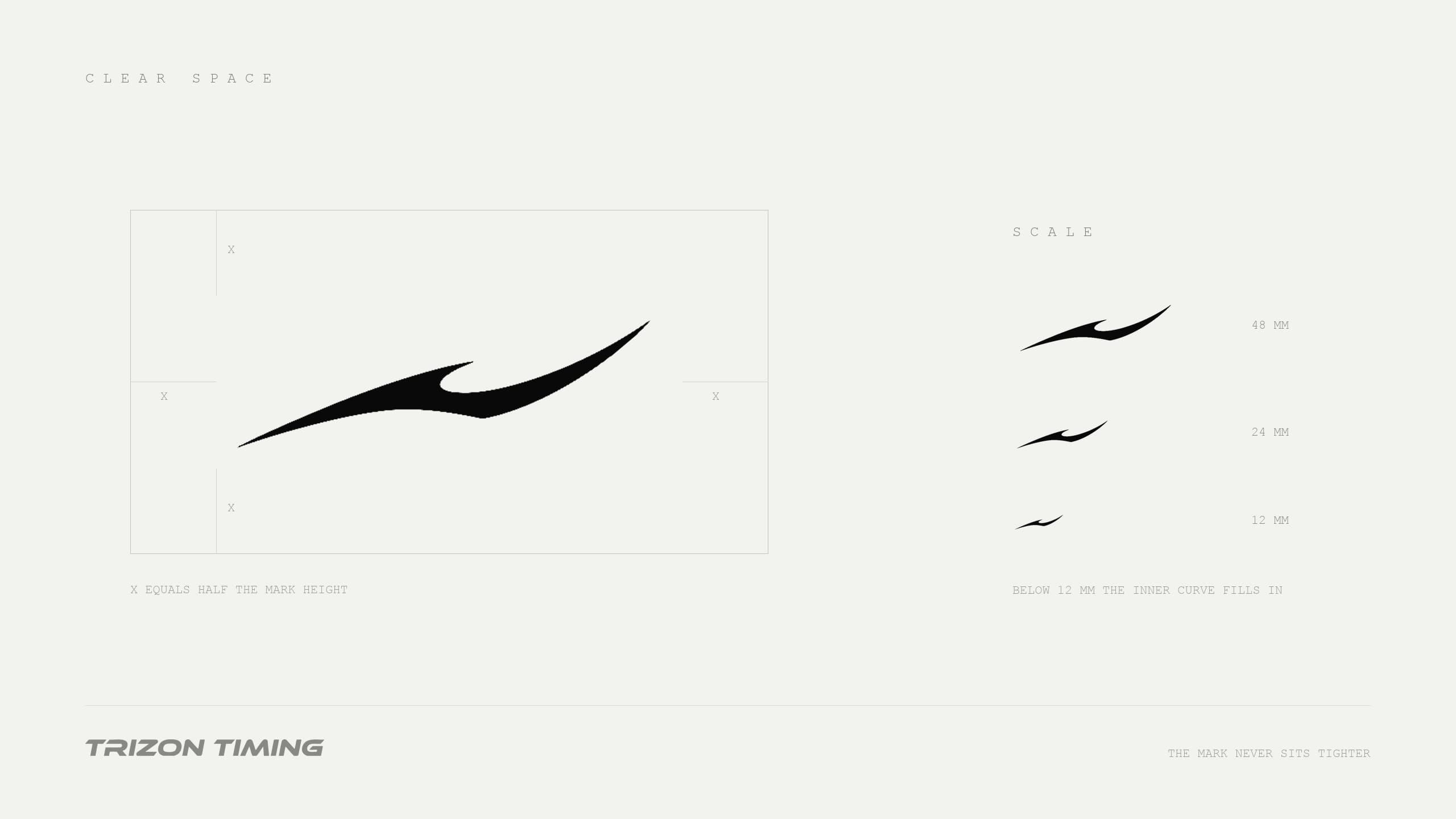 Clear space and minimum size for the Trizon mark