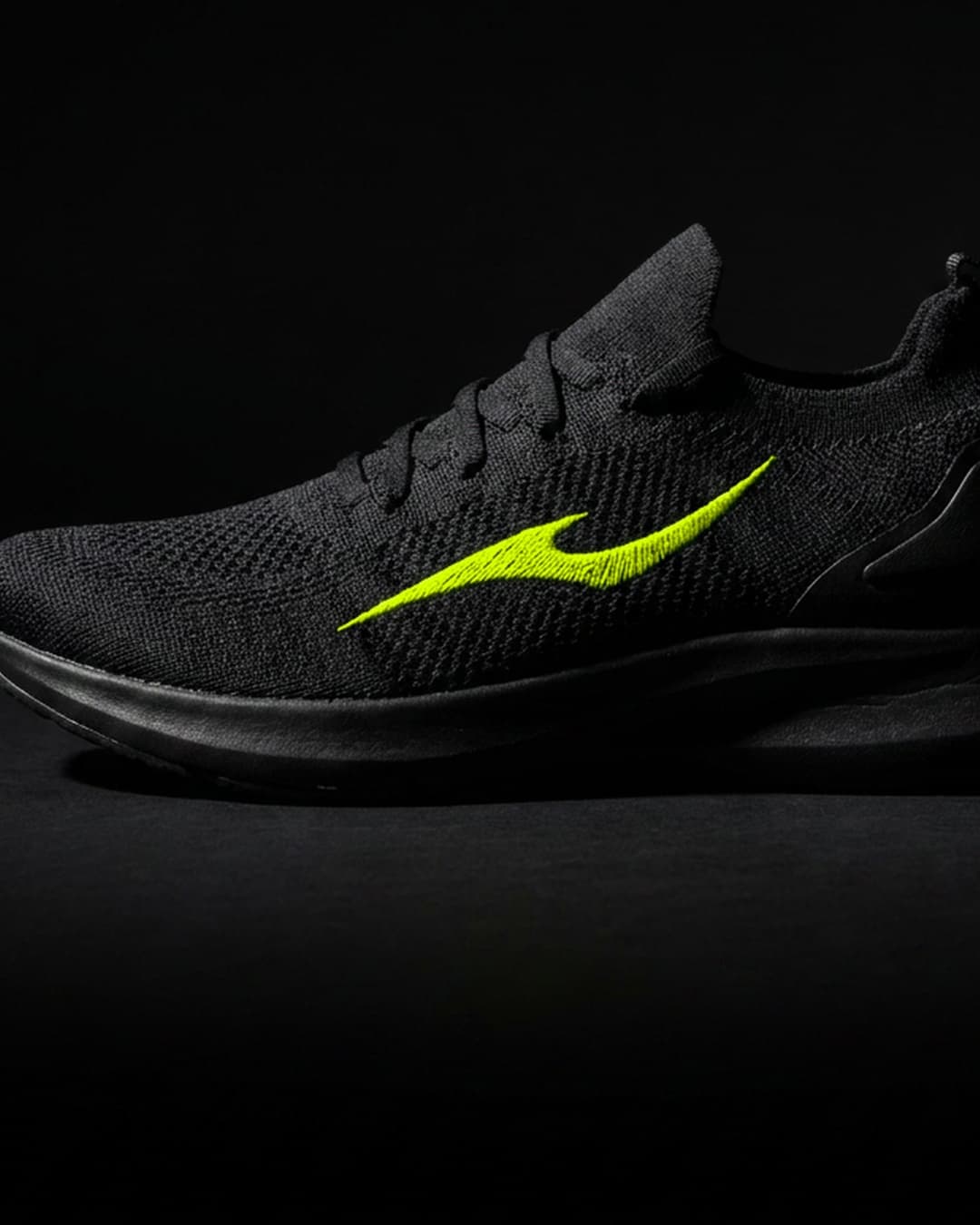 Mark embroidered on a running shoe