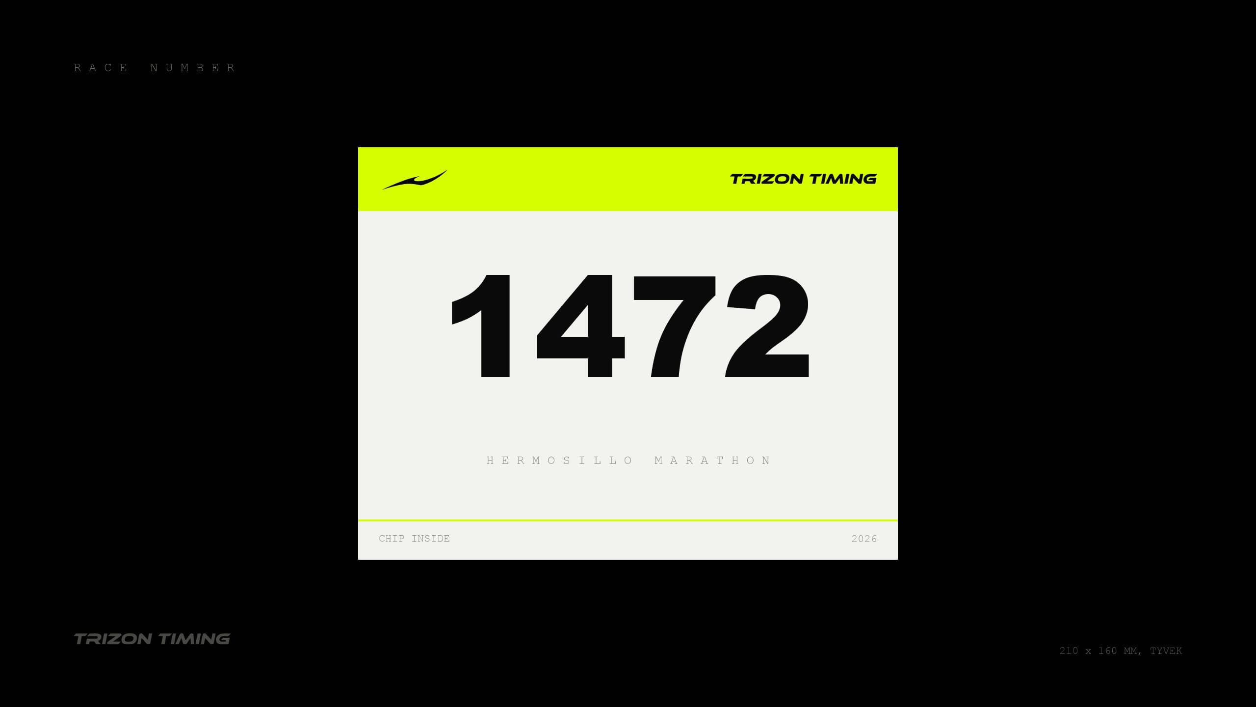 Race number with the mark on lime