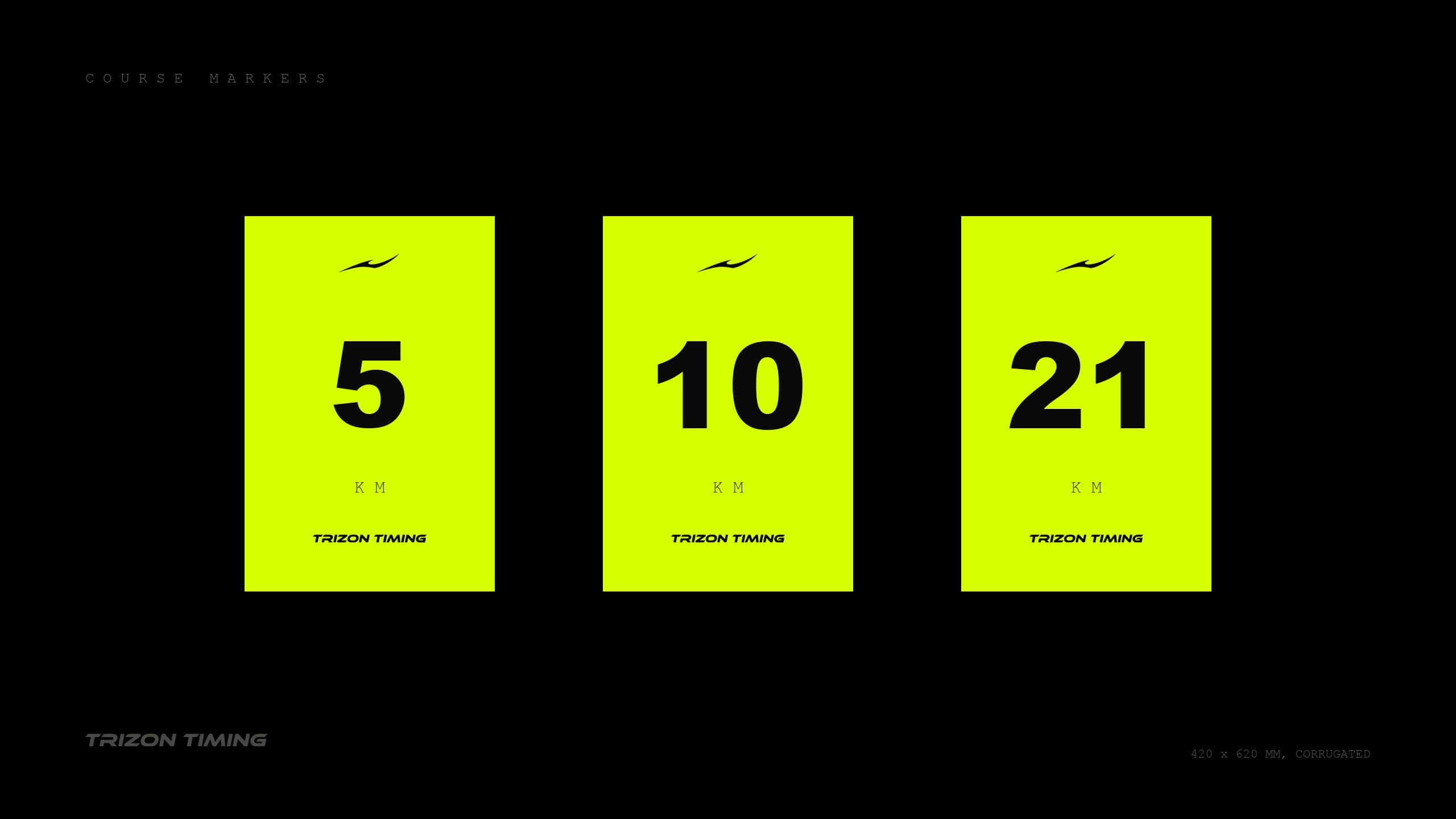 Course distance markers in lime