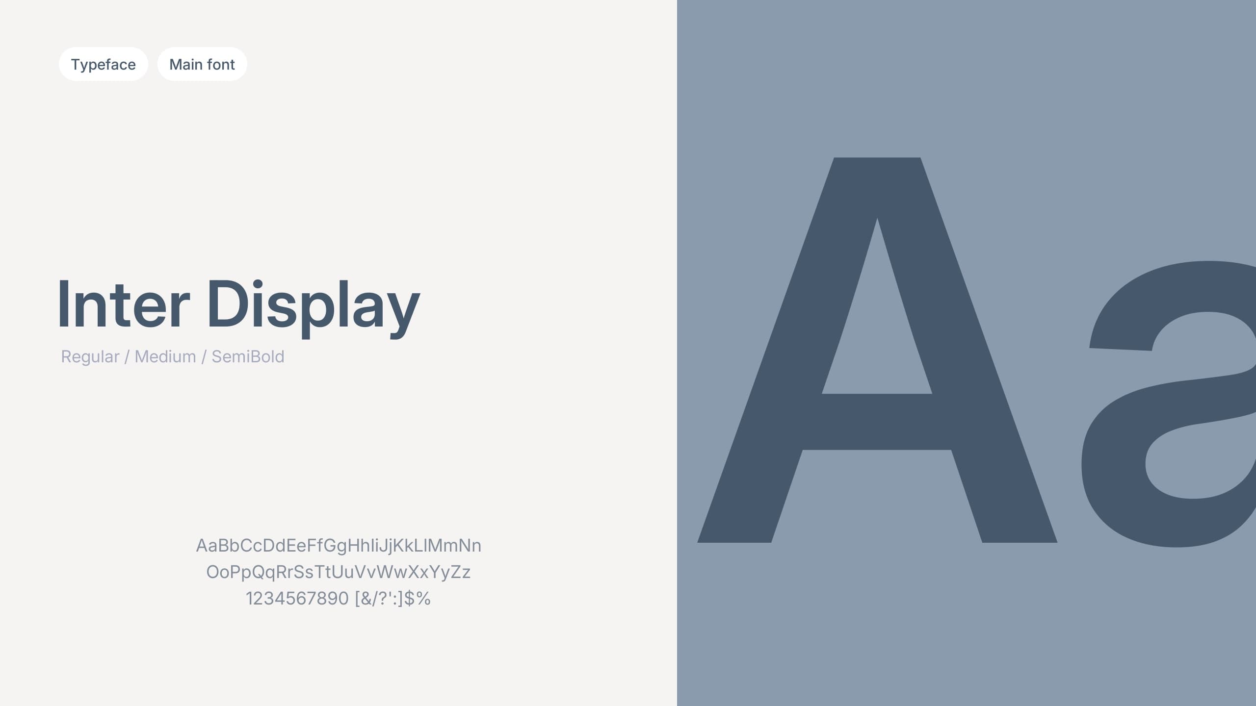 Inter Display with the giant Aa on dusty blue