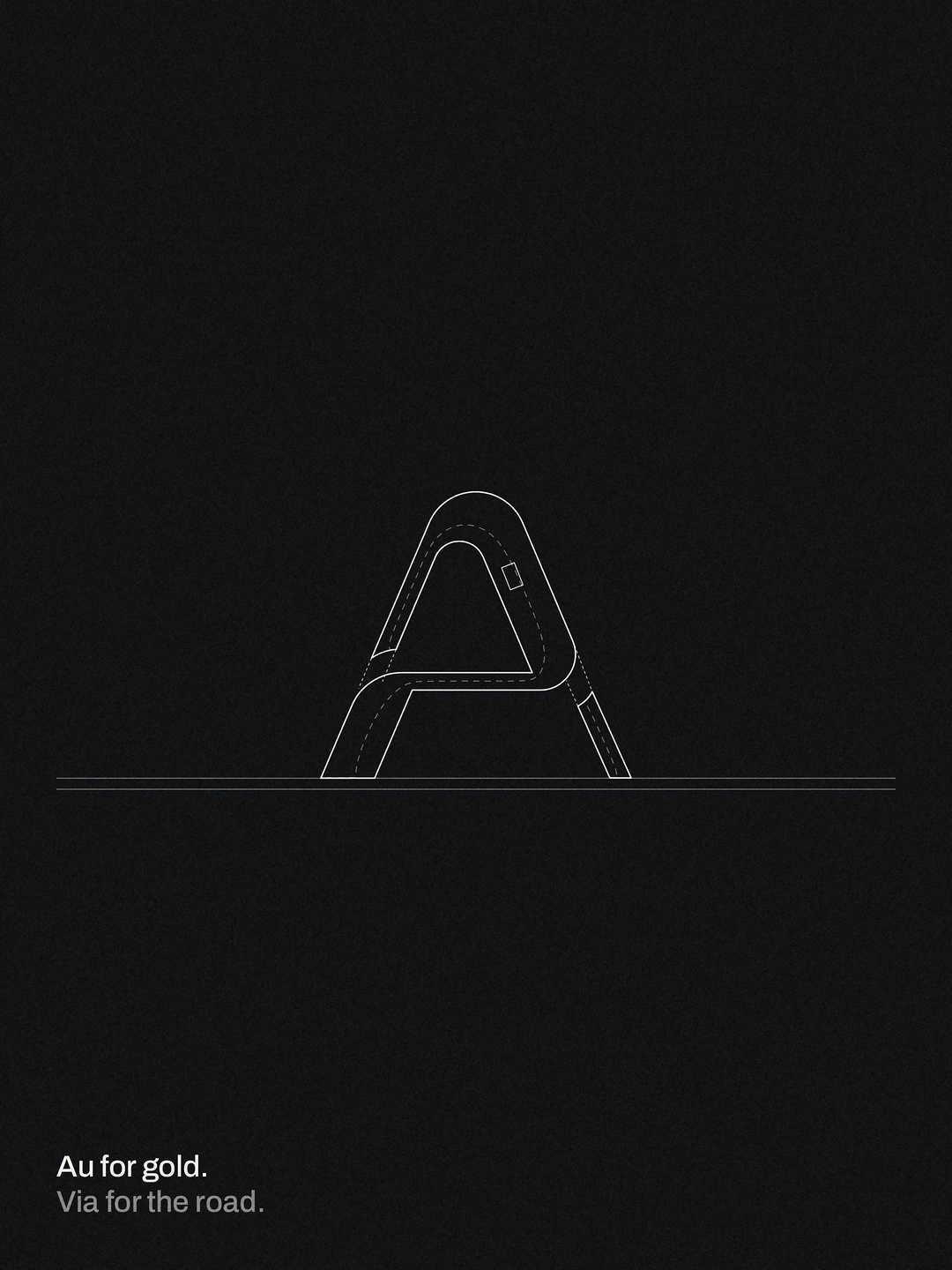 The outline of the mark on black: Au for gold, via for the road.