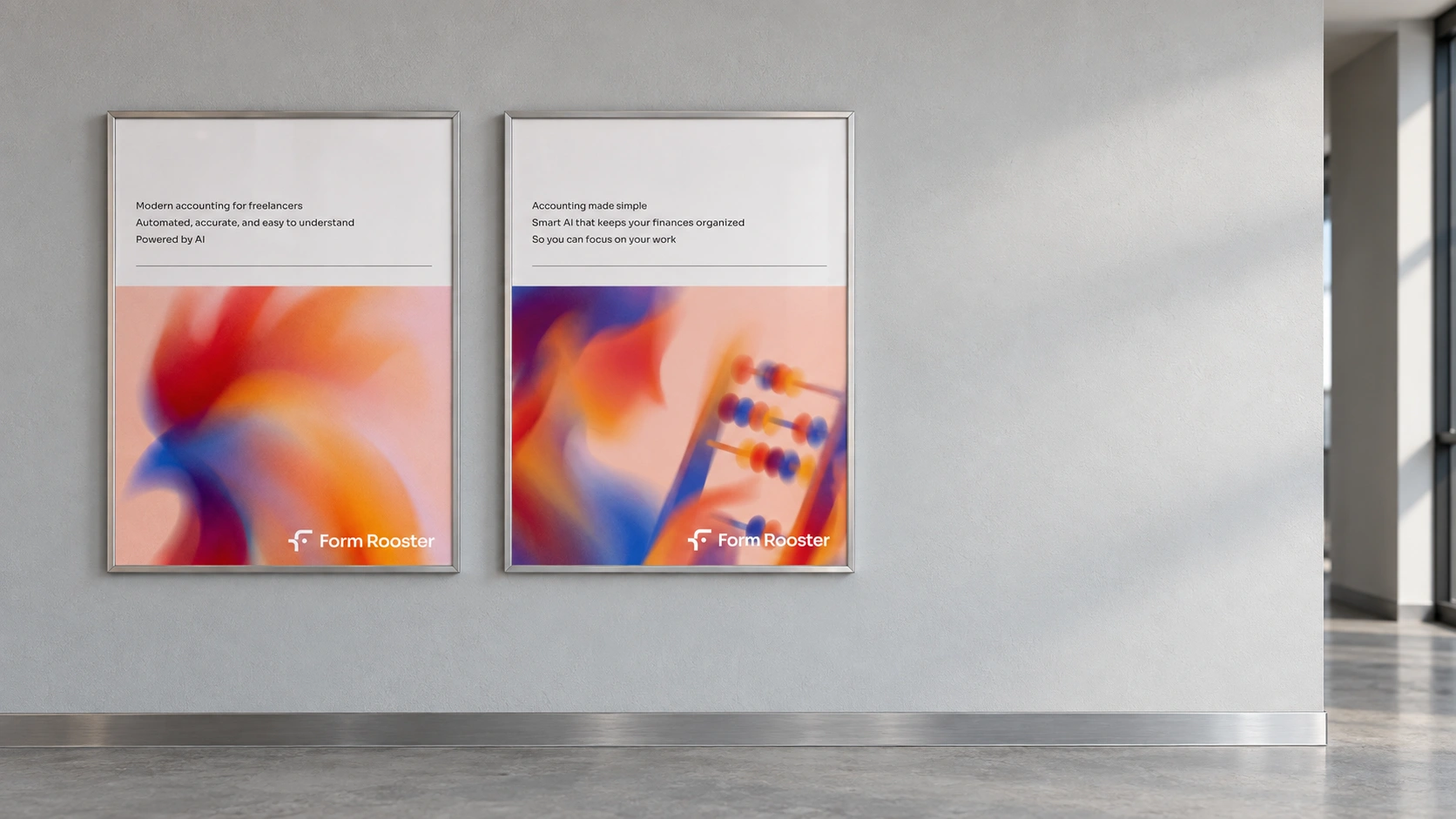 The campaign prints in a room.