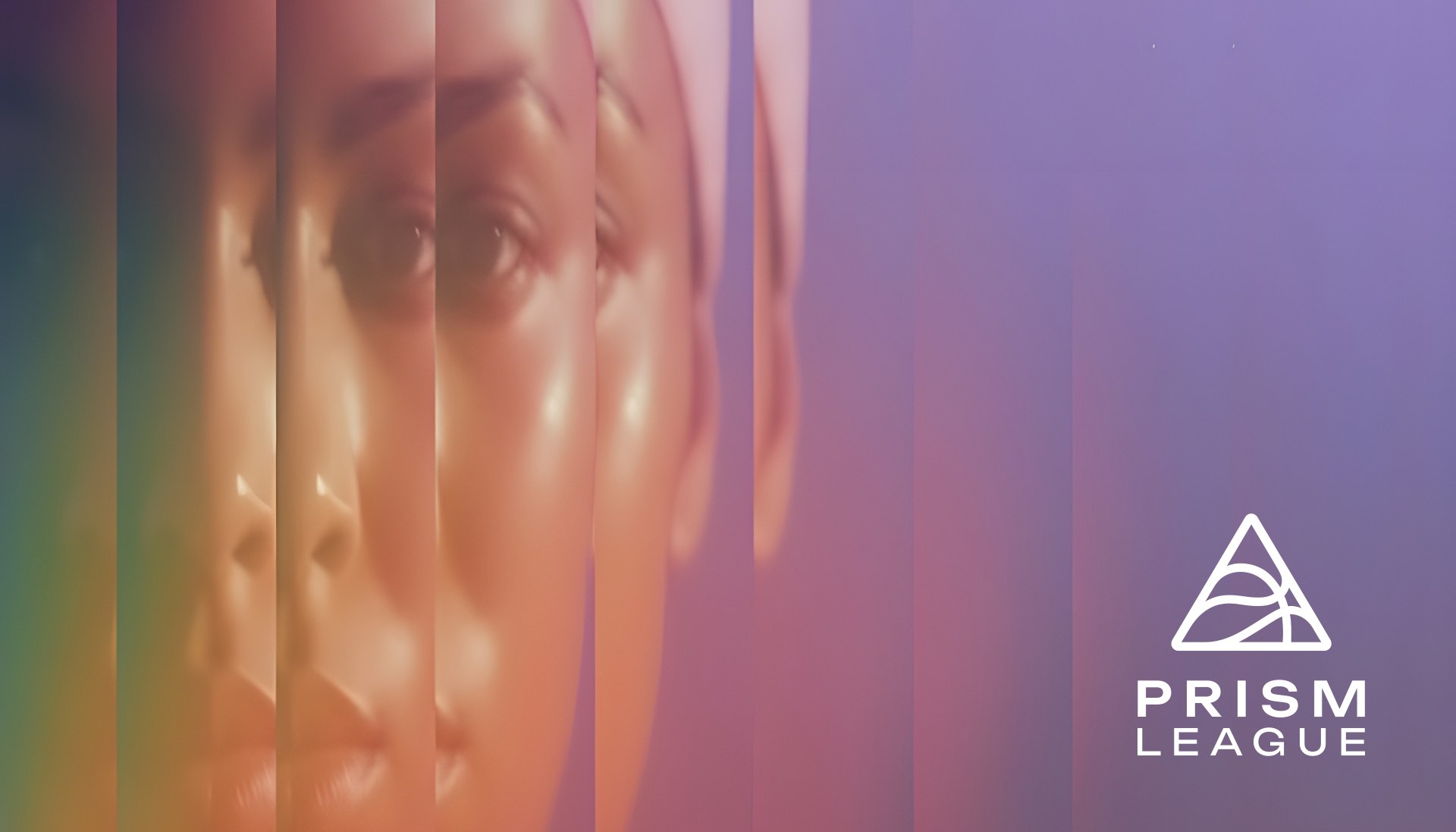 A portrait refracted through the prism, the lockup in white