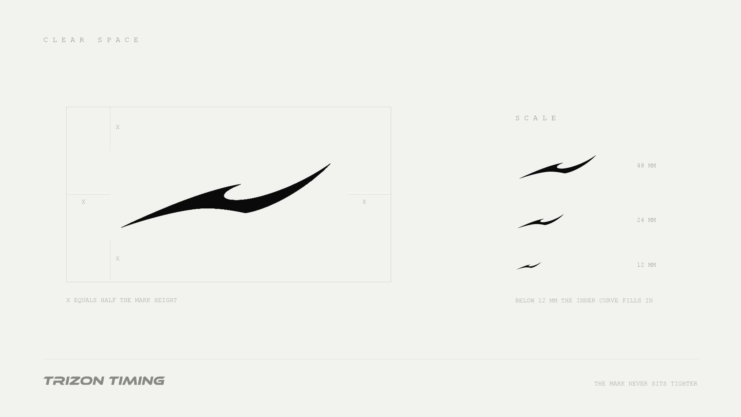 Clear space and minimum size for the Trizon mark