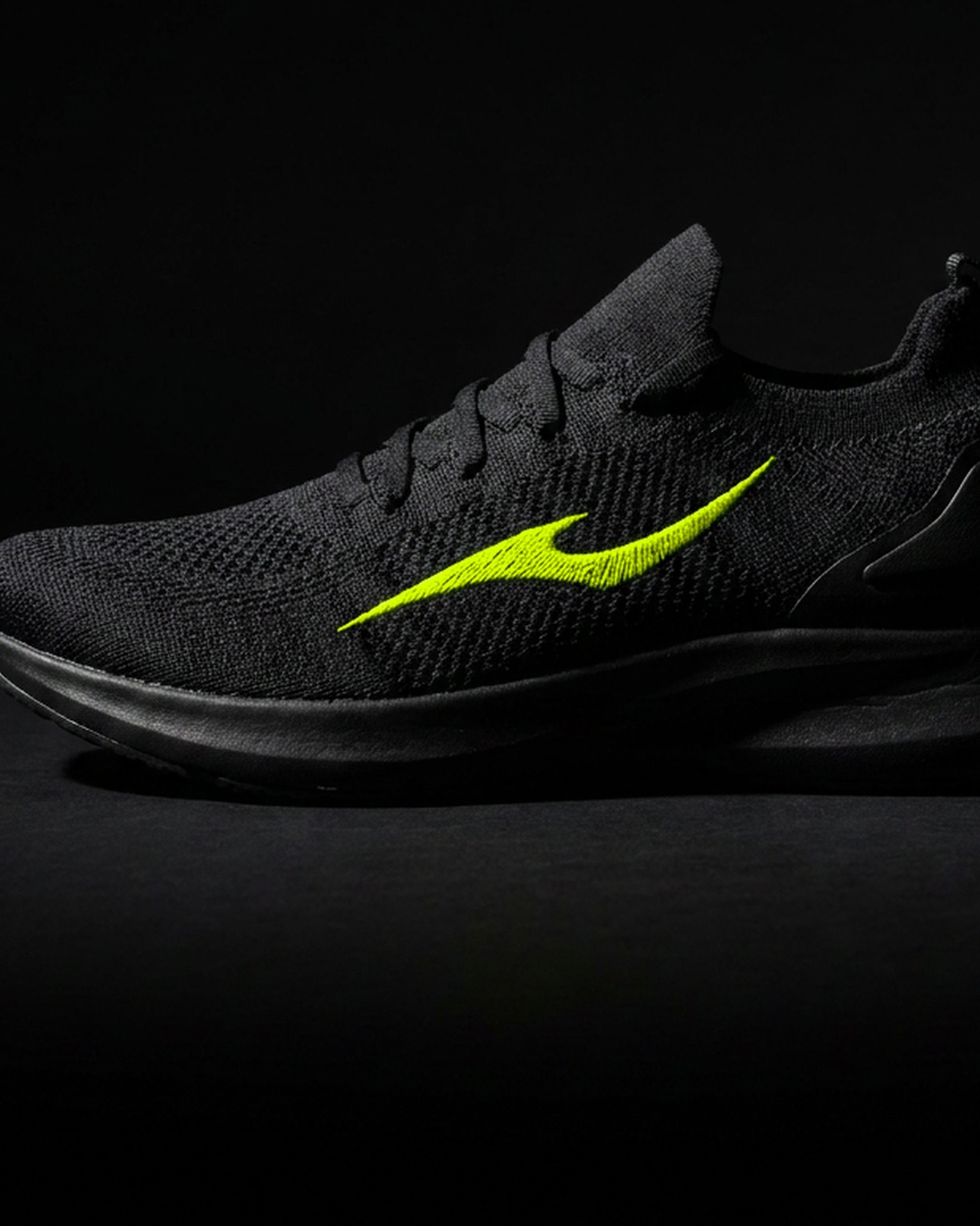 Mark embroidered on a running shoe