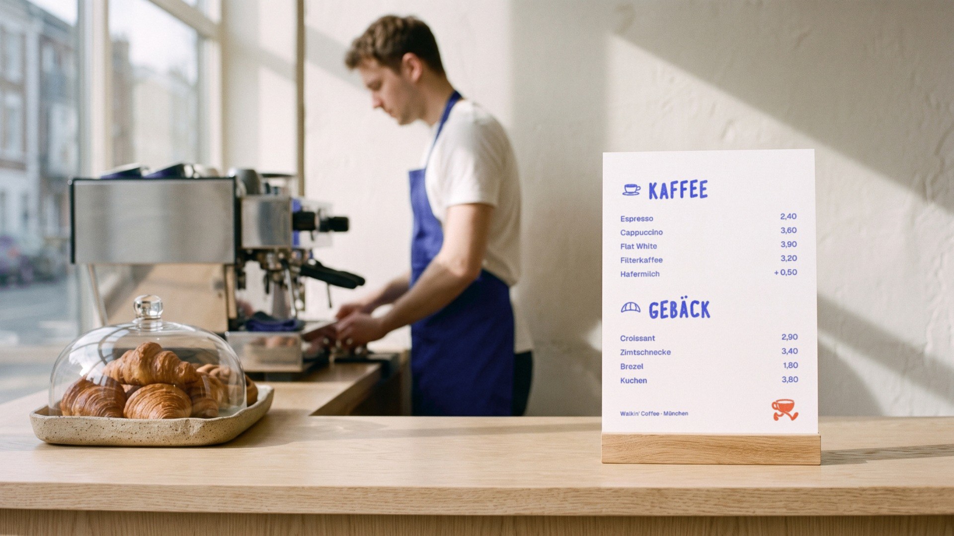 Die Karte neben der Espressomaschine.